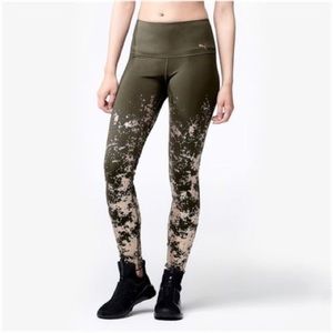 Puma olive green active leggings with gold detail